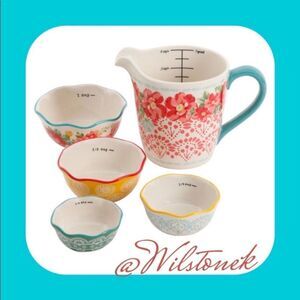 New The Pioneer woman Vintage Floral Measuring Cup & Bowls